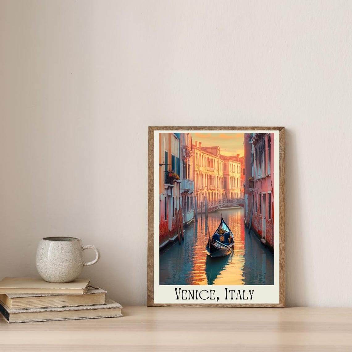 Venice Italy Travel Poster with Gondola Gliding on a Canal at Sunset - Image 4