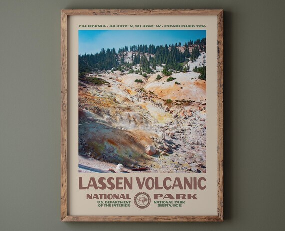 Lassen Volcanic National Park Retro Poster Print