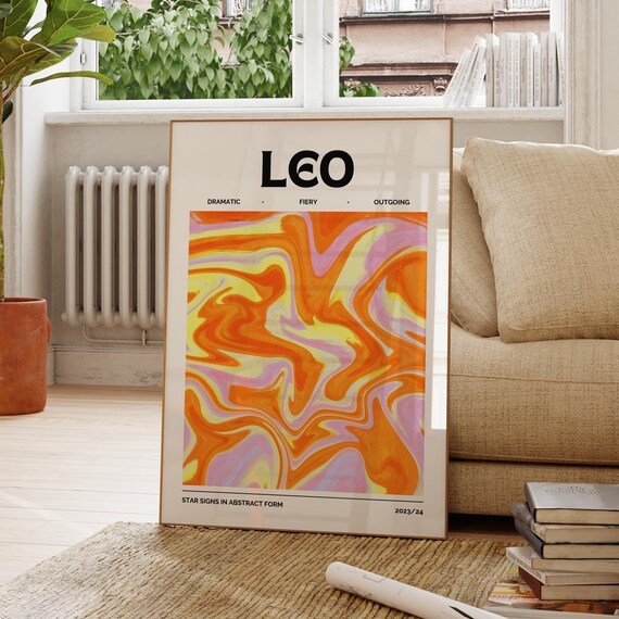 Leo Zodiac Sign Wall Art Astrology Decor Star Print Horoscope Poster Celestial Artwork