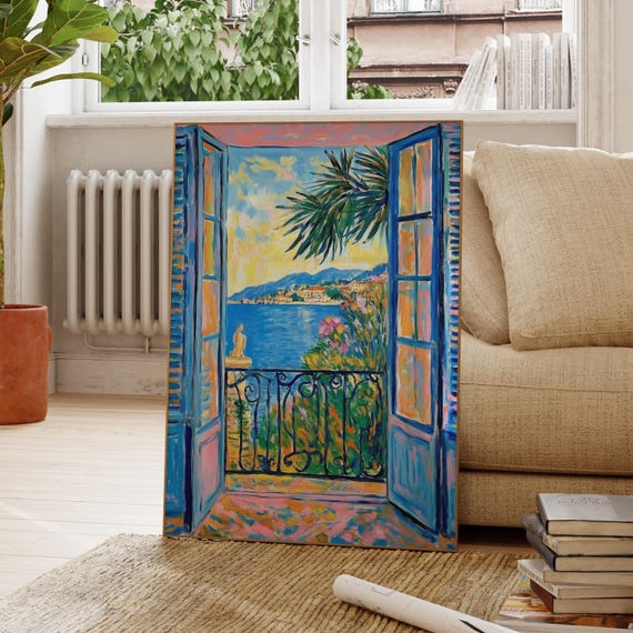 Open Window Henri Matisse Print Style Fauvism Painting Modern Exhibition Patio Doors Italy Mediterranean Lake Como