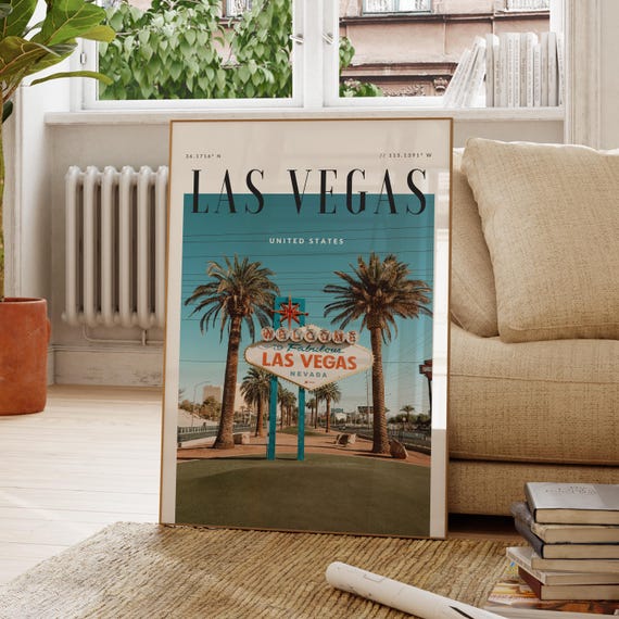 Las Vegas United States Modern Travel Wall Art Design Color Print Wanderlust Decor Home Office Lover Gift