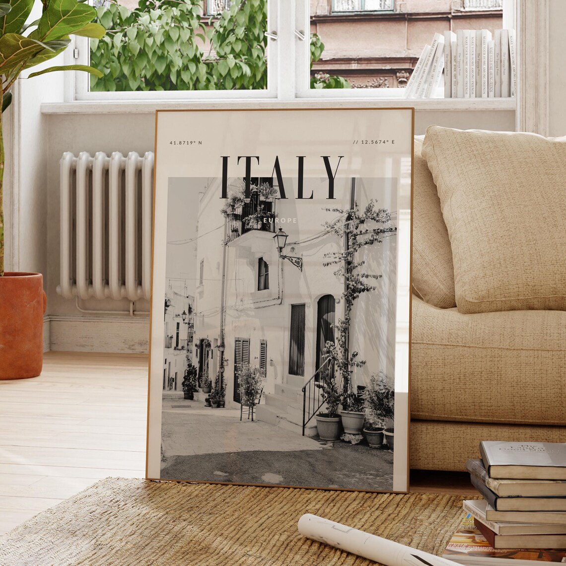 Italy Europe Modern Travel Poster, Wanderlust Decor