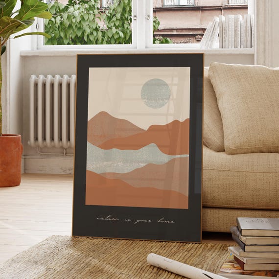 Nature Is Your Love Minimal Wall Art Abstract Neutral Poster Lover Gift Scandinavian Style Print Dark Modern Decor