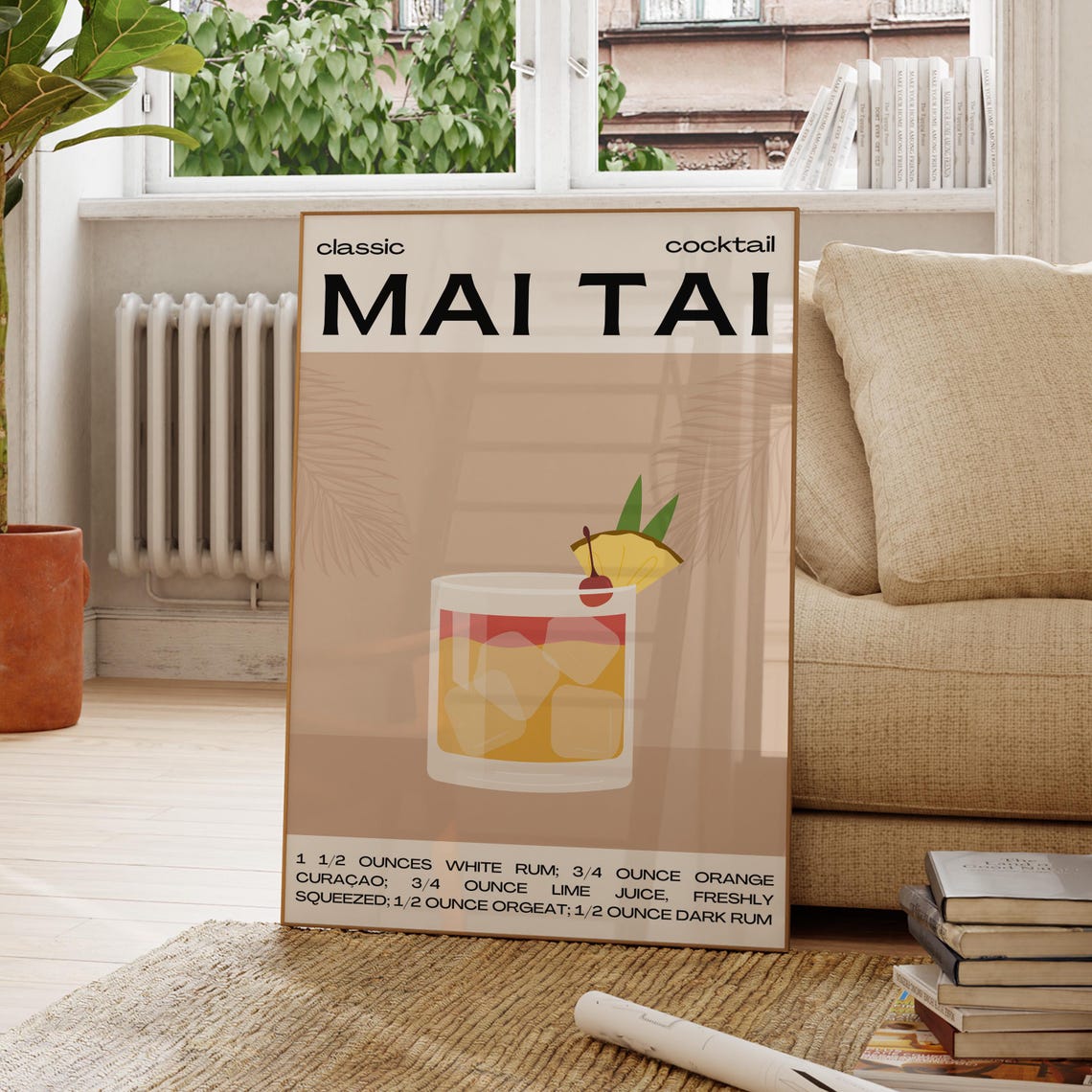 Mai Tai Classic Cocktail Recipe Tropical Tiki Bar Art Poster