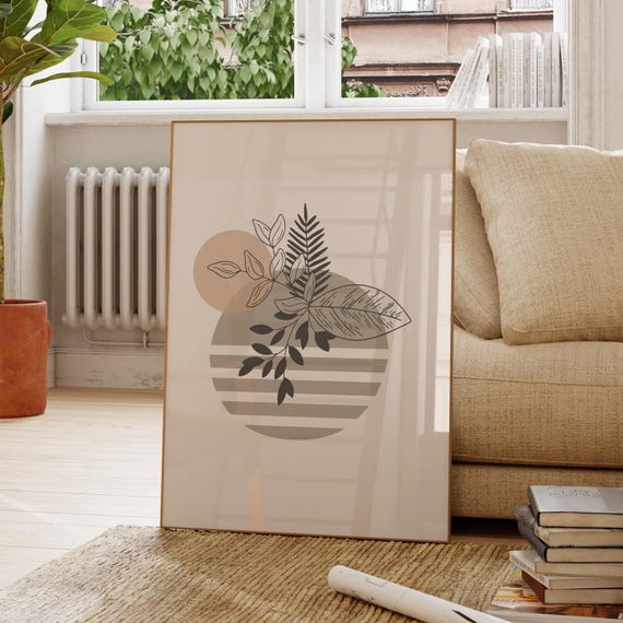 Foliage Minimal Beige Wall Art Abstract Neutral Poster Simple Bedroom Decor Scandinavian Style Print Modern