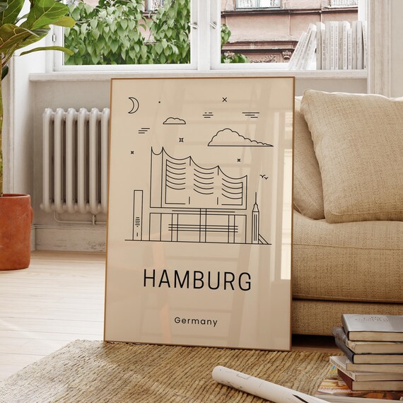 Hamburg Elbphilharmonie Line Art Minimalist German Landmark Travel Poster