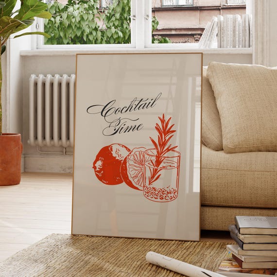 Cocktail Time Elegant Script Orange Citrus Cocktail Bar Kitchen Poster