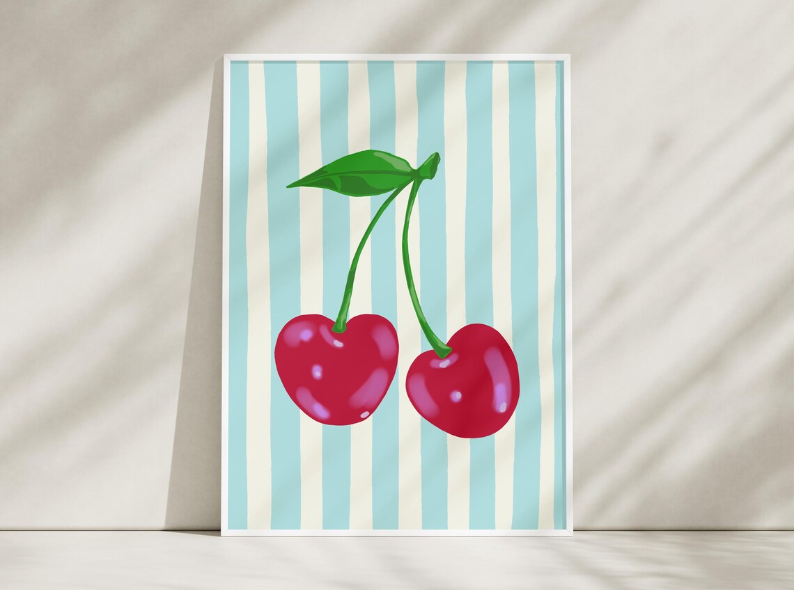 Cherry Fruit Wall Art Print Trendy Wall Art Retro Y2k Wall Art Poster Art Kitchen Wall Decor Summer Print Art - Image 6