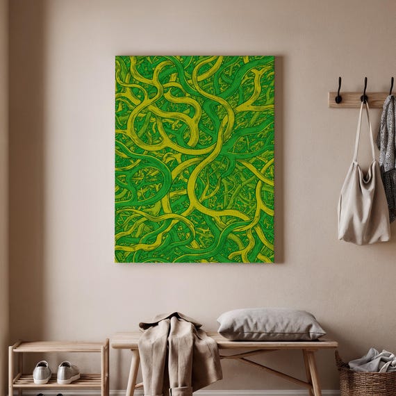 Abstract Green Nature Canvas Vibrant Jungle Print Organic Shape Wall Art Natureinspired Greenery Artwork Modern Plant Decor