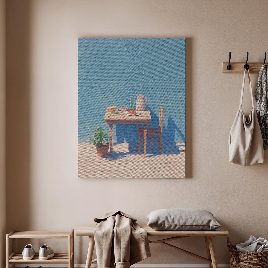 Minimalist Breakfast Table Still Life Sunny Blue Dining Room Poster