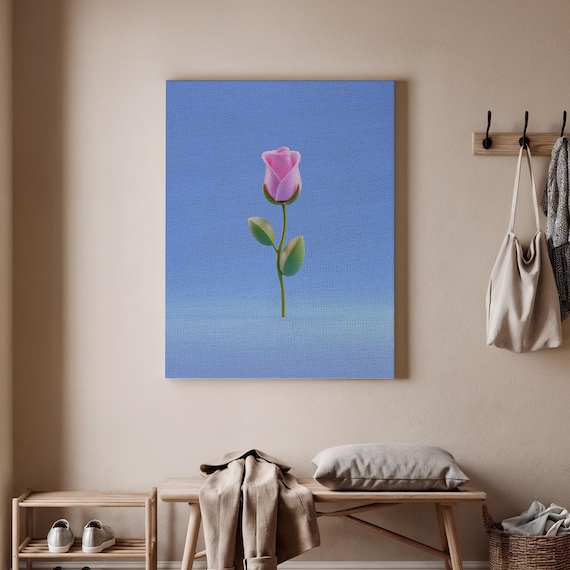 Minimalist Pink Rose Canvas Modern Floral Art Abstract Flower Print Simple Artwork Natureinspired Wall Decor