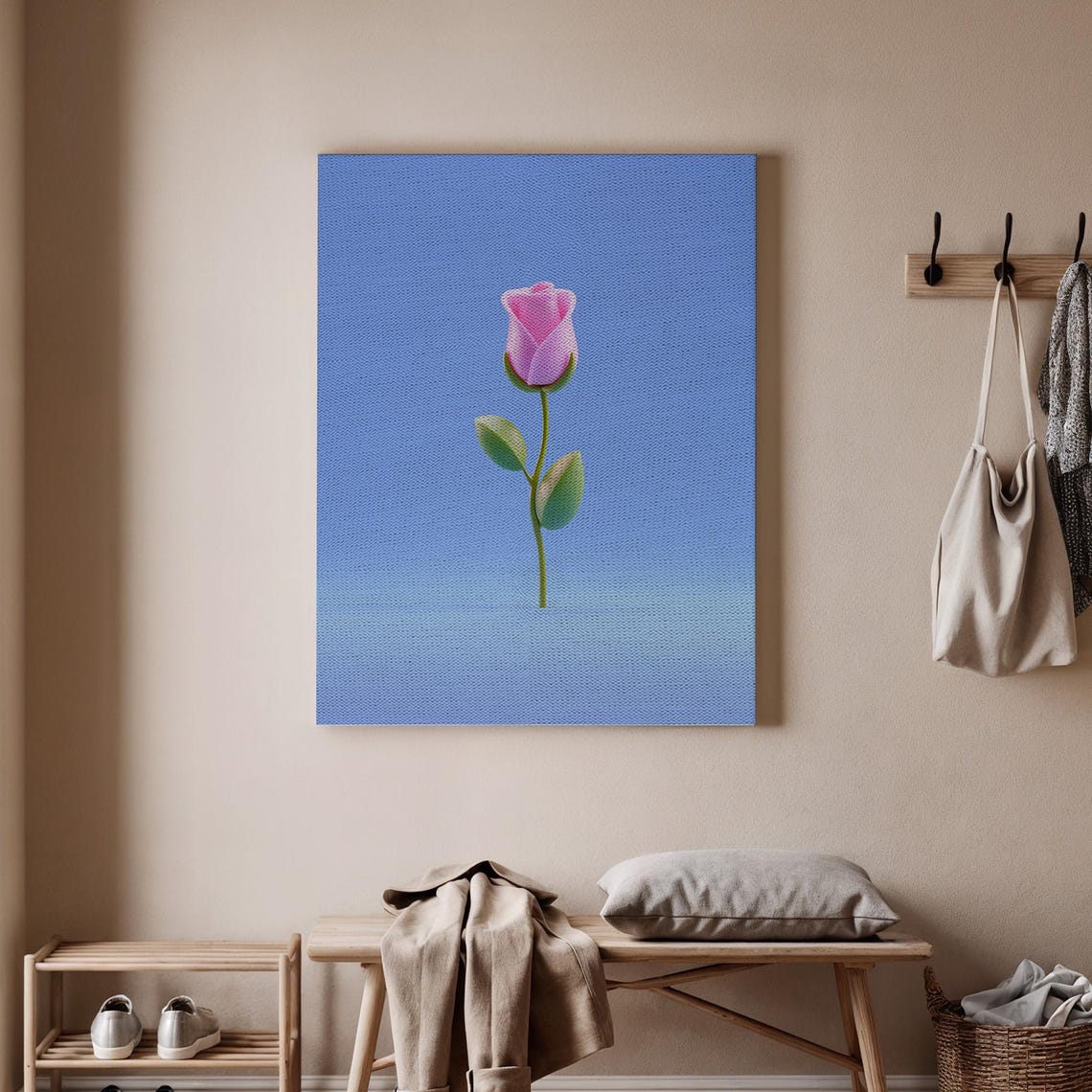 Minimalist Pink Rose Canvas Modern Floral Art Abstract Flower Print Simple Artwork Natureinspired Wall Decor