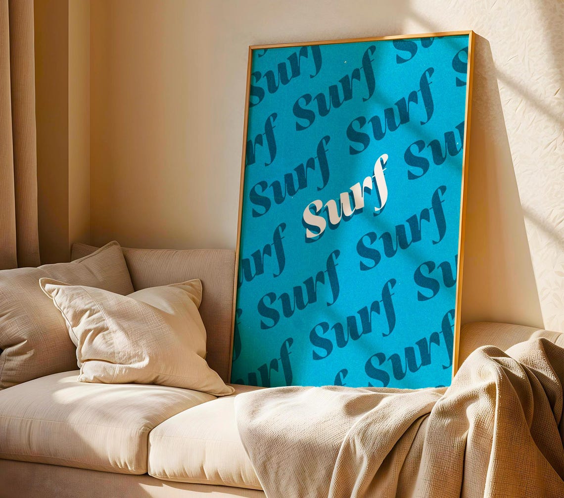 Retro Surf Art Poster Vintage Beach Wall Decor Coastal Summer Retro Ocean Wall Print Artwork - Image 4