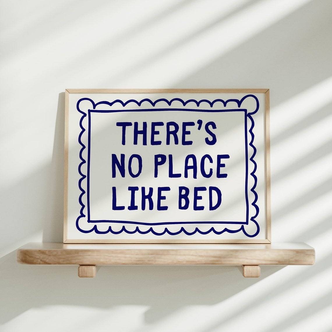 There Is No Place Like Bed Bold Navy Cozy Bedroom Quote Wall Art - Image 4