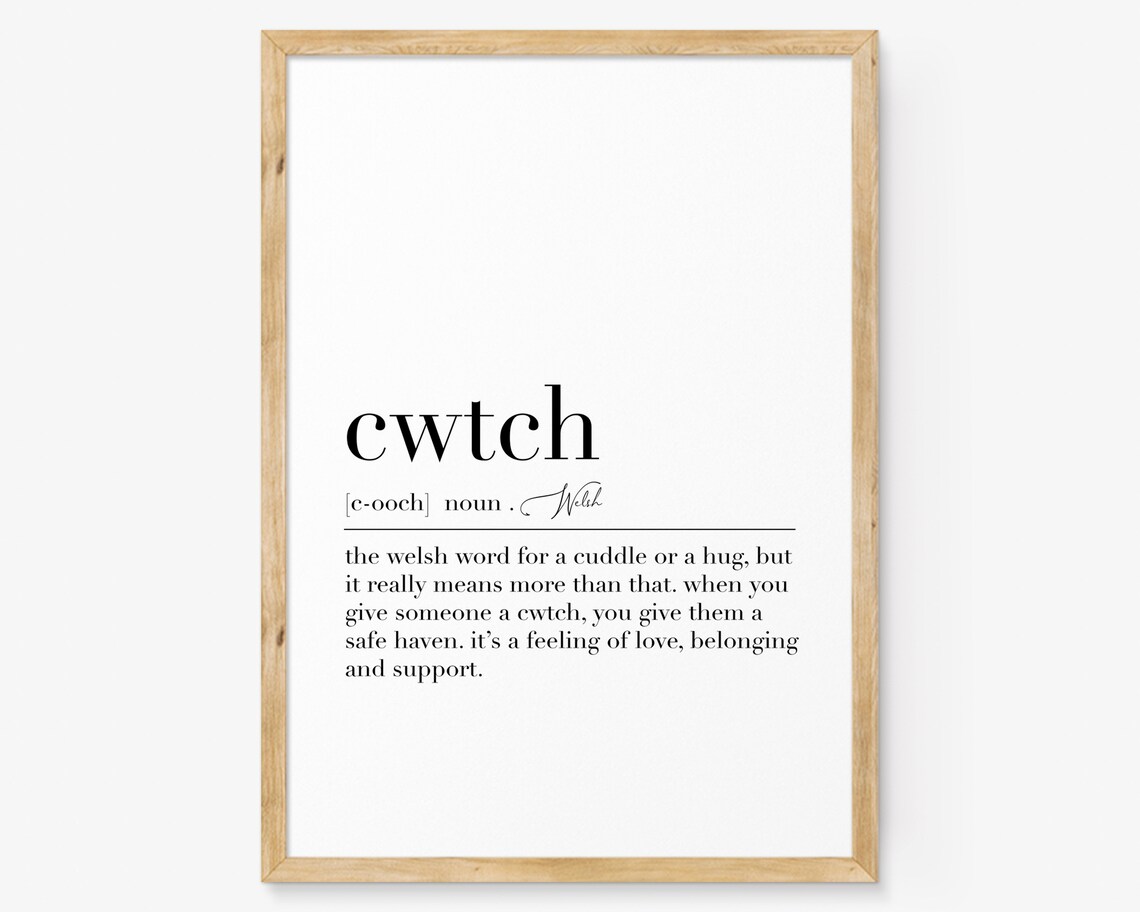 Cwtch Definition Print, Welsh Dictionary Art