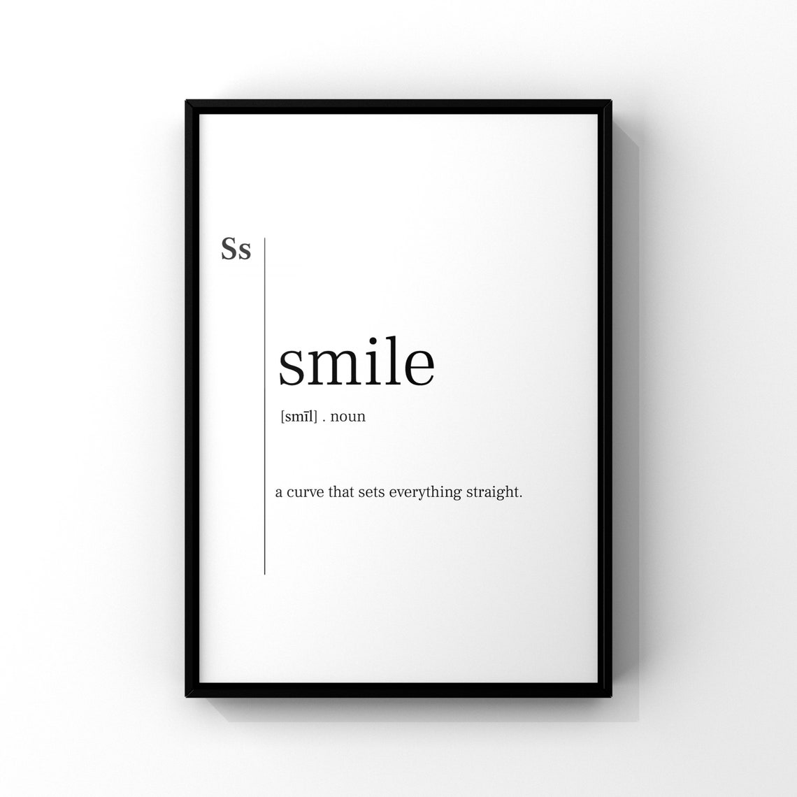 Smile Dictionary Definition Poster Cute Curve Quote Wall Decor