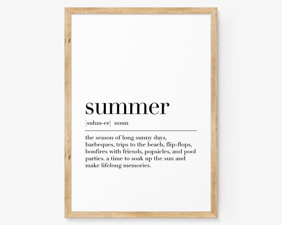 Summer Definition Sunny Days Beach Memories Dictionary Quote Poster