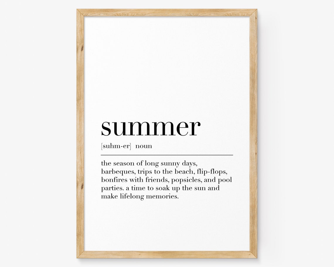 Summer Definition Sunny Days Beach Memories Dictionary Quote Poster