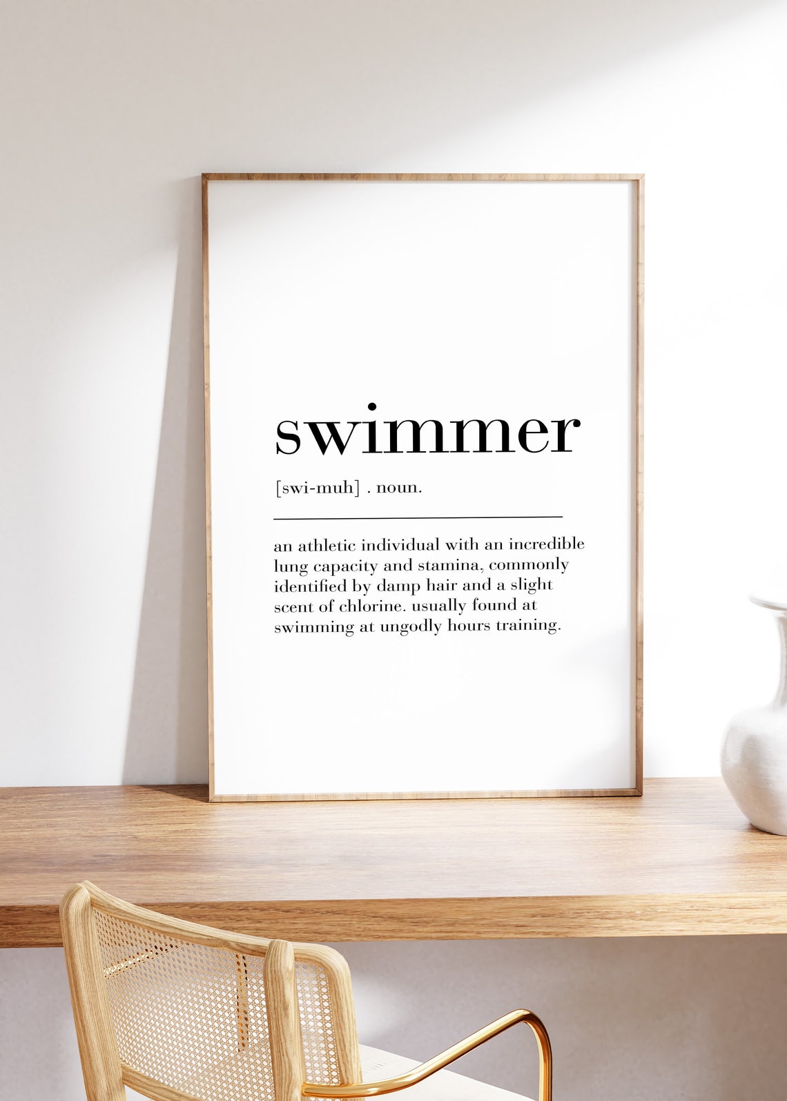 Swimmer Funny Dictionary Definition Swim Team Humor Gift Art Poster - Image 2