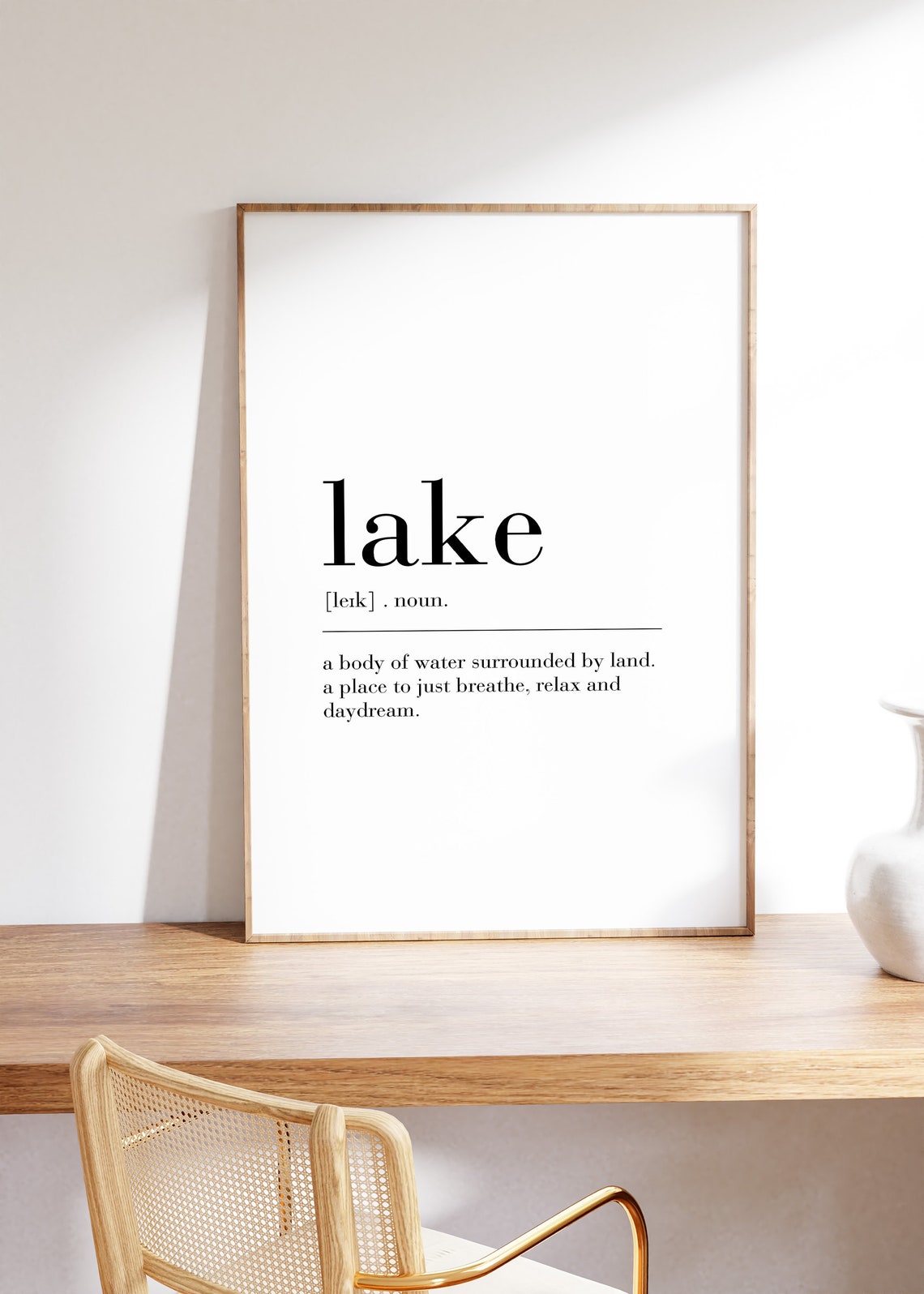 Lake Dictionary Definition Relax Daydream Minimalist Nature Art Poster - Image 2