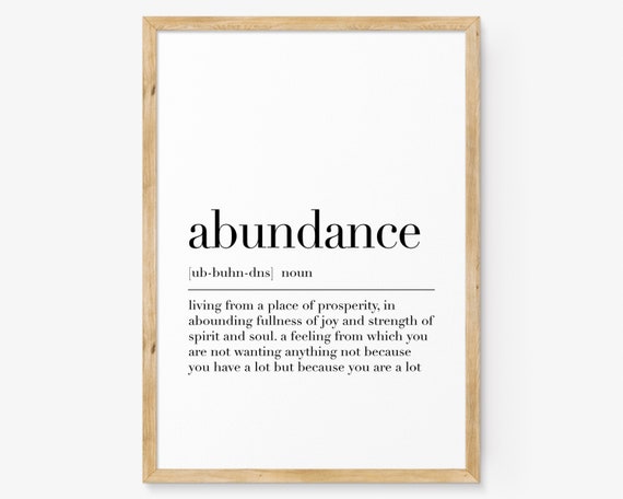 Abundance Abundance Definition Poster Abundance Quote Poster Manifestation Motivational Wall Art