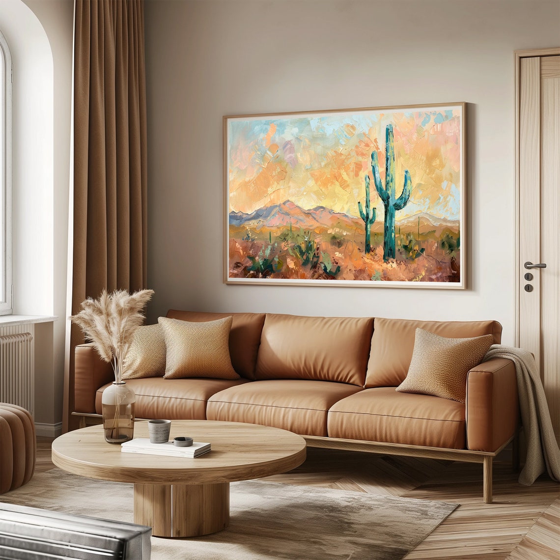 Desert Sunrise Oil Painting Wall Art Print Frame Tv Art Tv - Image 3