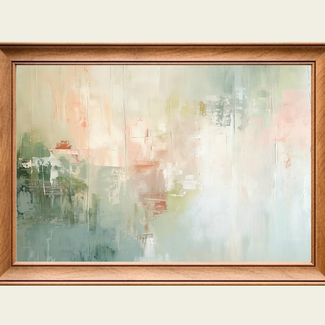 Calm Sage Green Blush Abstract Landscape Soft Modern Art Poster
