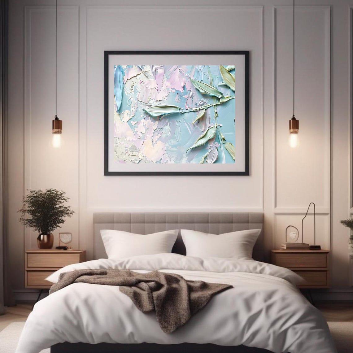 Pastel Impasto Floral Abstract Petals Texture Modern Art Poster - Image 2
