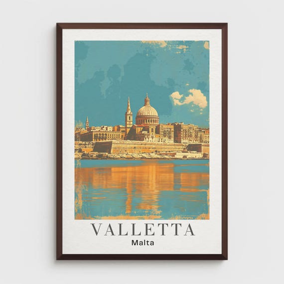 Valletta Malta Poster Print Retro Travel Art St Johns Cocathedral