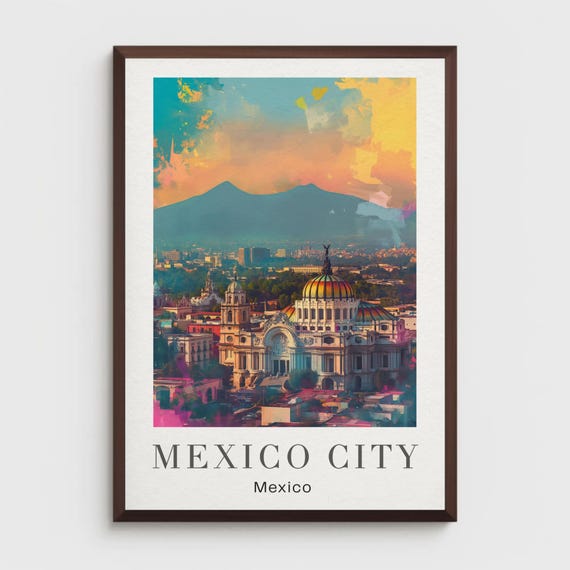 Mexico City Travel Poster, Palacio De Bellas Artes