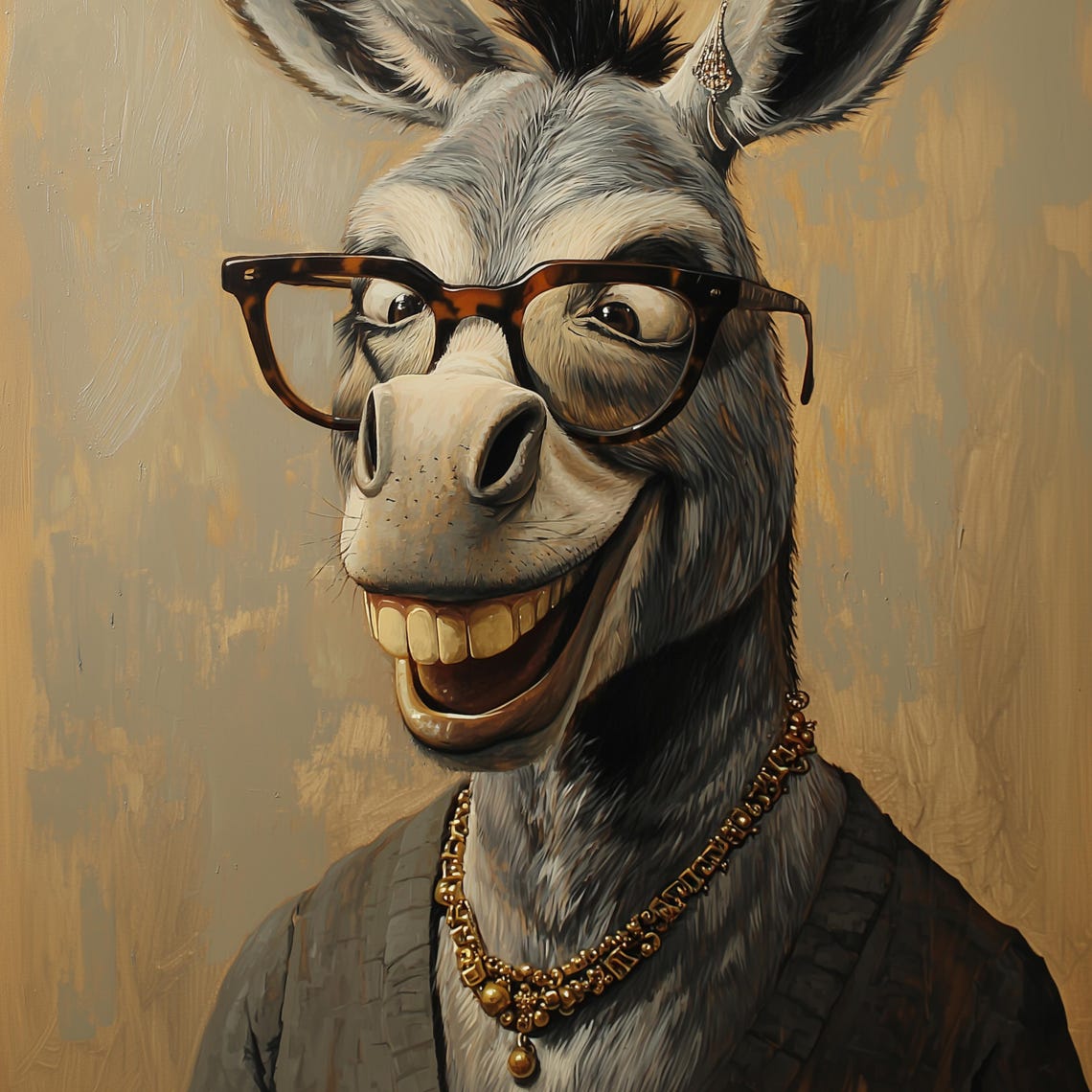 Goofy Grinning Donkey Wearing Retro Glasses Saying Nice Ass Poster - Image 3
