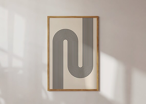 Minimalist Japandi Wall Art Print Abstract Wall Art Geometric Poster Zen Wall Art Monochrome Wall Dcor