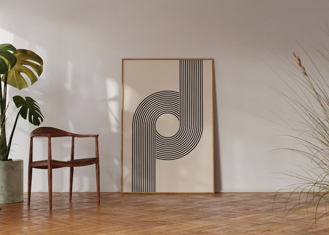 Black Concentric Loop Continuous Single Line Abstract Art Poster - Image 2