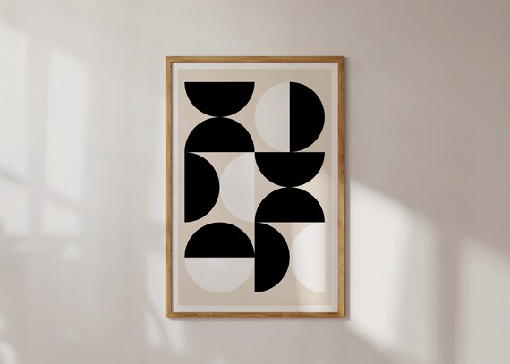Wall Art Print Geometric Poster Abstract Japandi Wall Art Funky Wall Dcor Mid Century Modern Art
