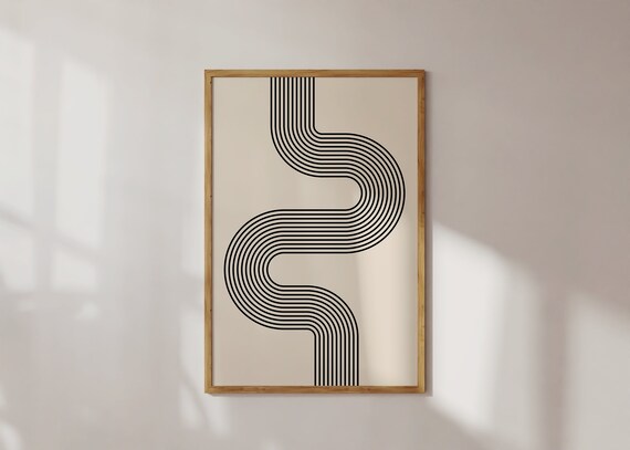Minimalist Japandi Wall Art Print Abstract Wall Art Geometric Poster Zen Wall Art Monochrome Wall Dcor