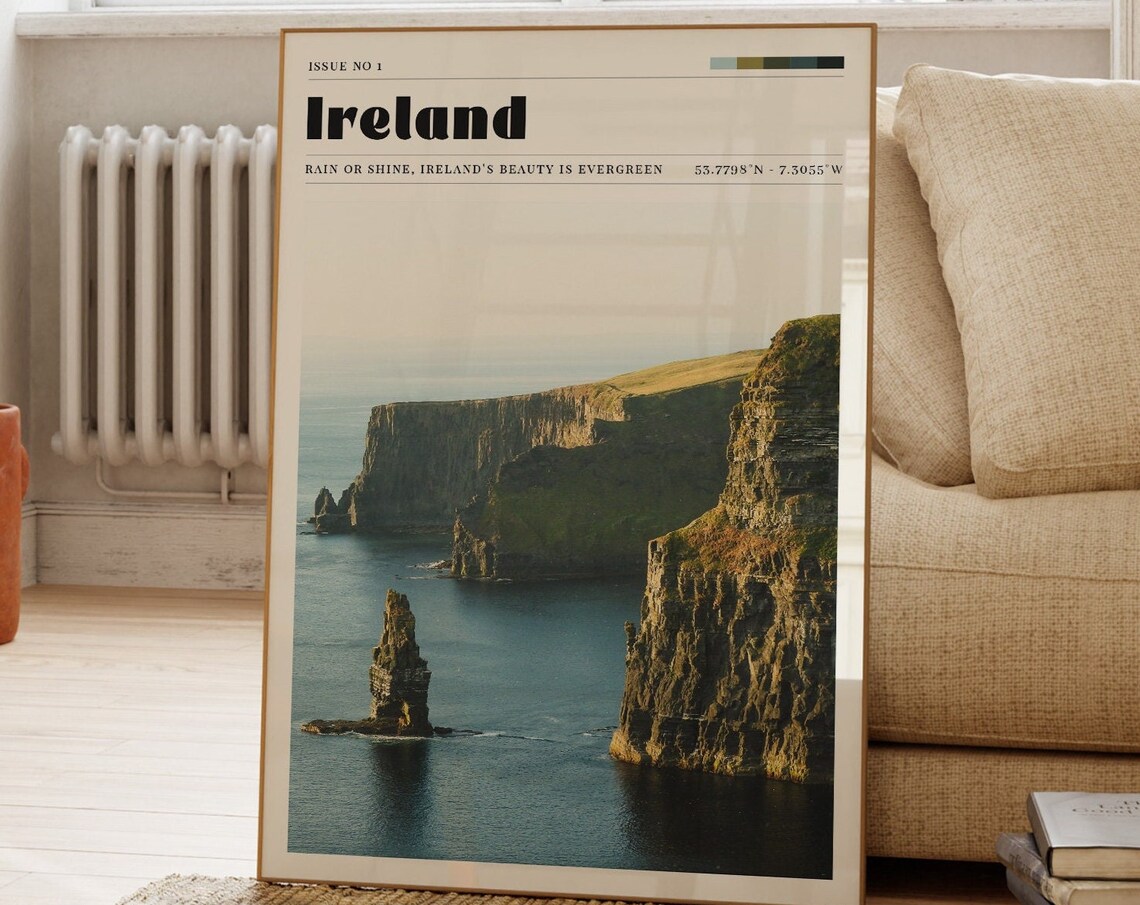 Ireland Cliffs Of Moher Sea Stacks Magazine Cover Travel Poster