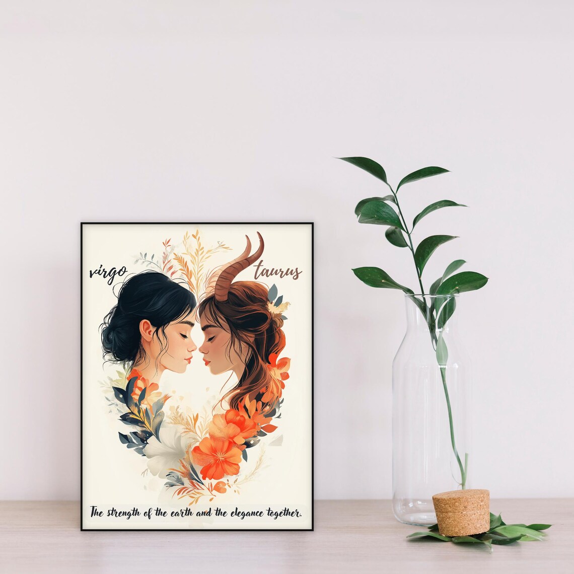 Taurus and Virgo Zodiac, Minimalist Astrology Gift - Image 4
