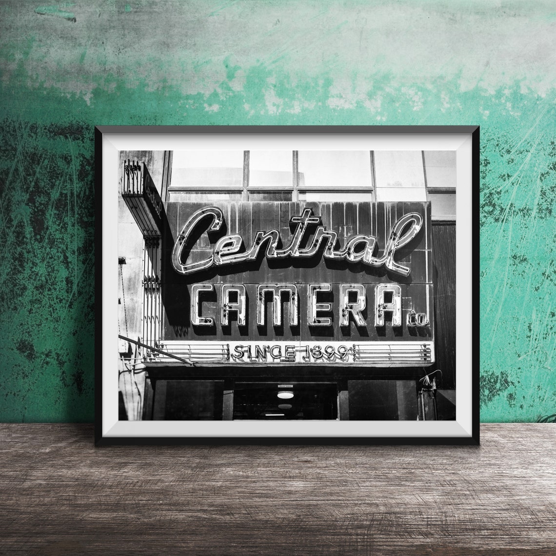 Central Camera Co Since 1899 Green Vintage Neon Store Sign Poster - Image 2