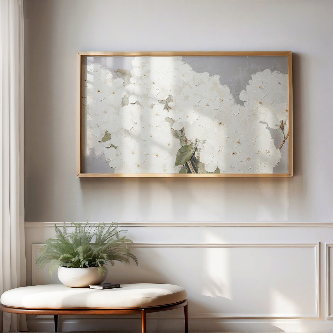 White Hydrangea Artwork, Summer Seasonal Art Print - Image 4