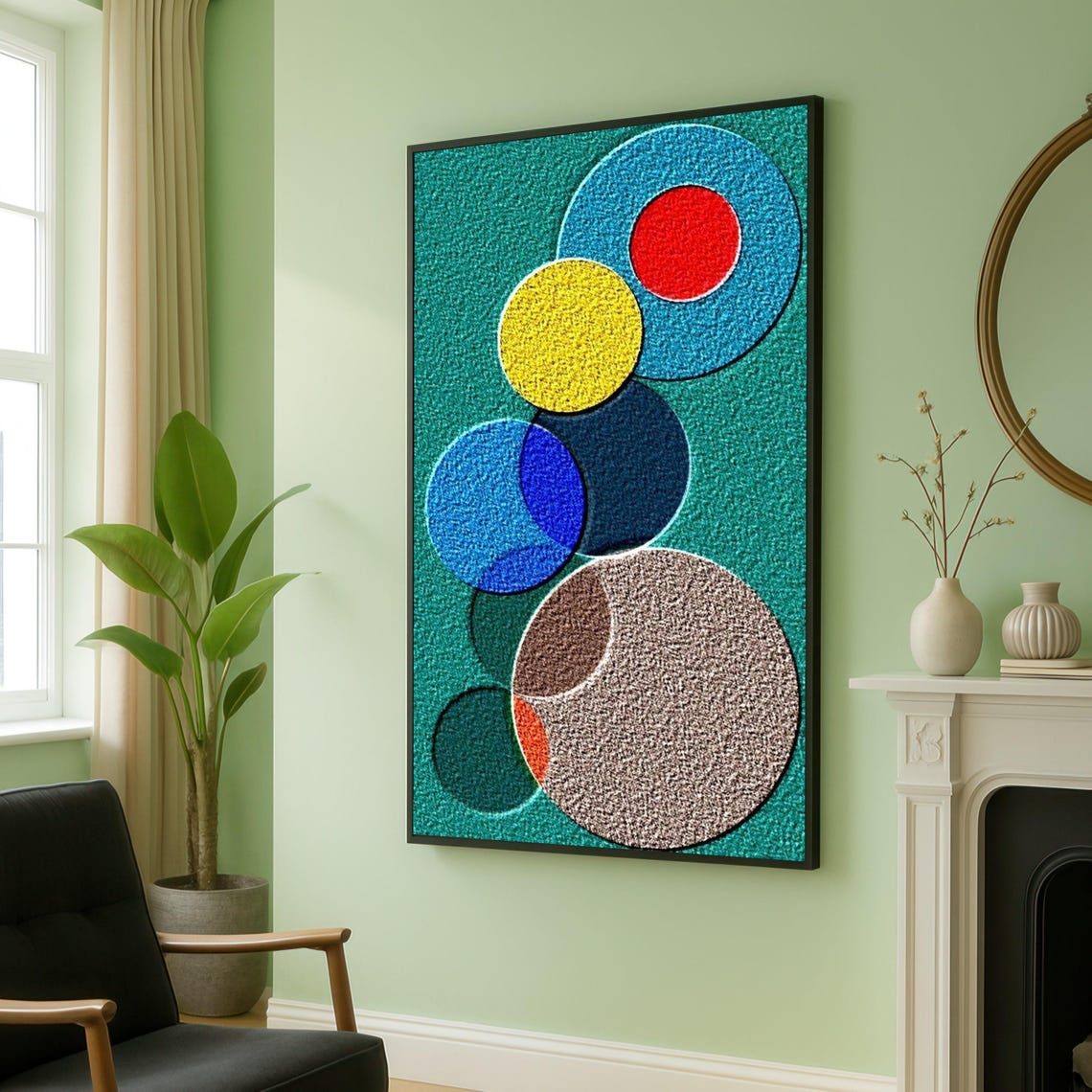 Colorful Textured Circles Abstract Geometric Poster Wall Decor