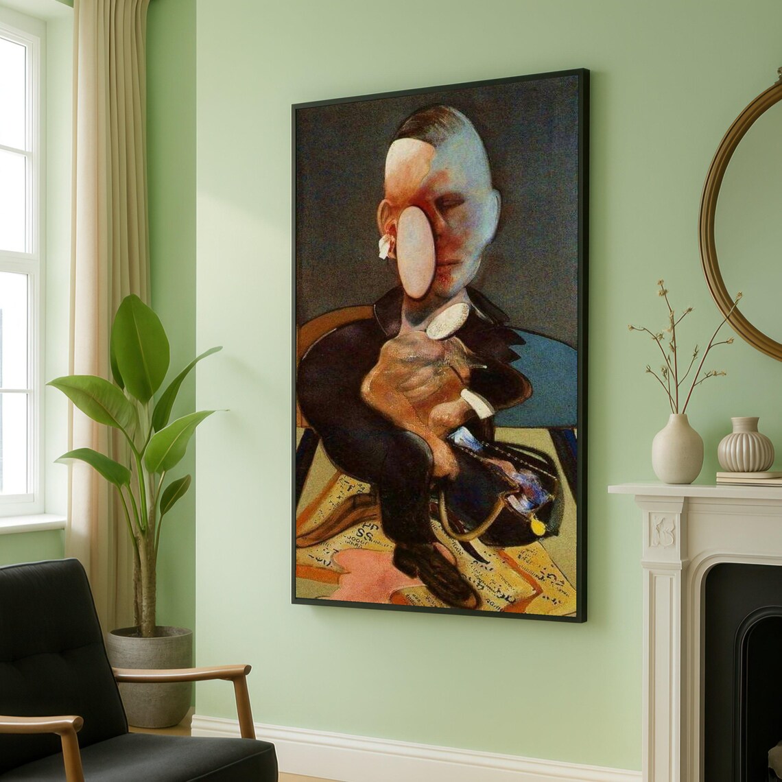 Francis Bacon Style Surreal Seated Figure Dark Portrait Poster