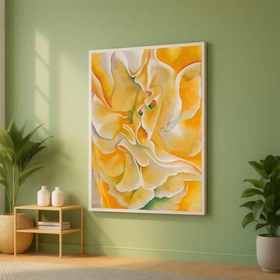 Golden Yellow Flower Petals Closeup in Abstract O'Keeffe Style Poster