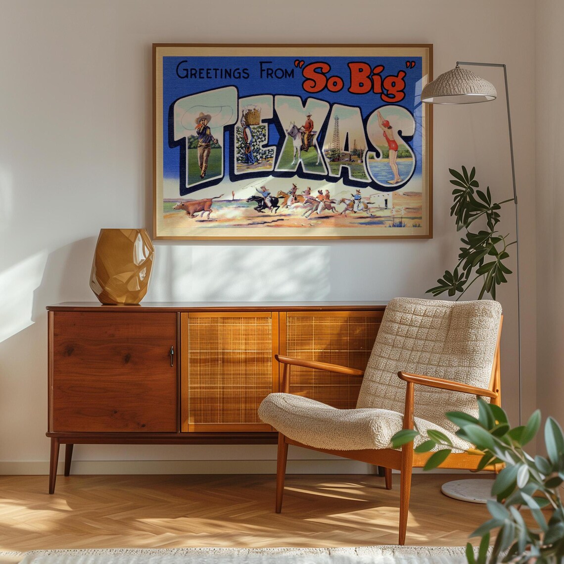 Vintage Texas Postcard, Lone Star State Travel Poster