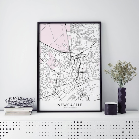 Newcastle United Kingdom City Street Map Minimalist Modern Poster