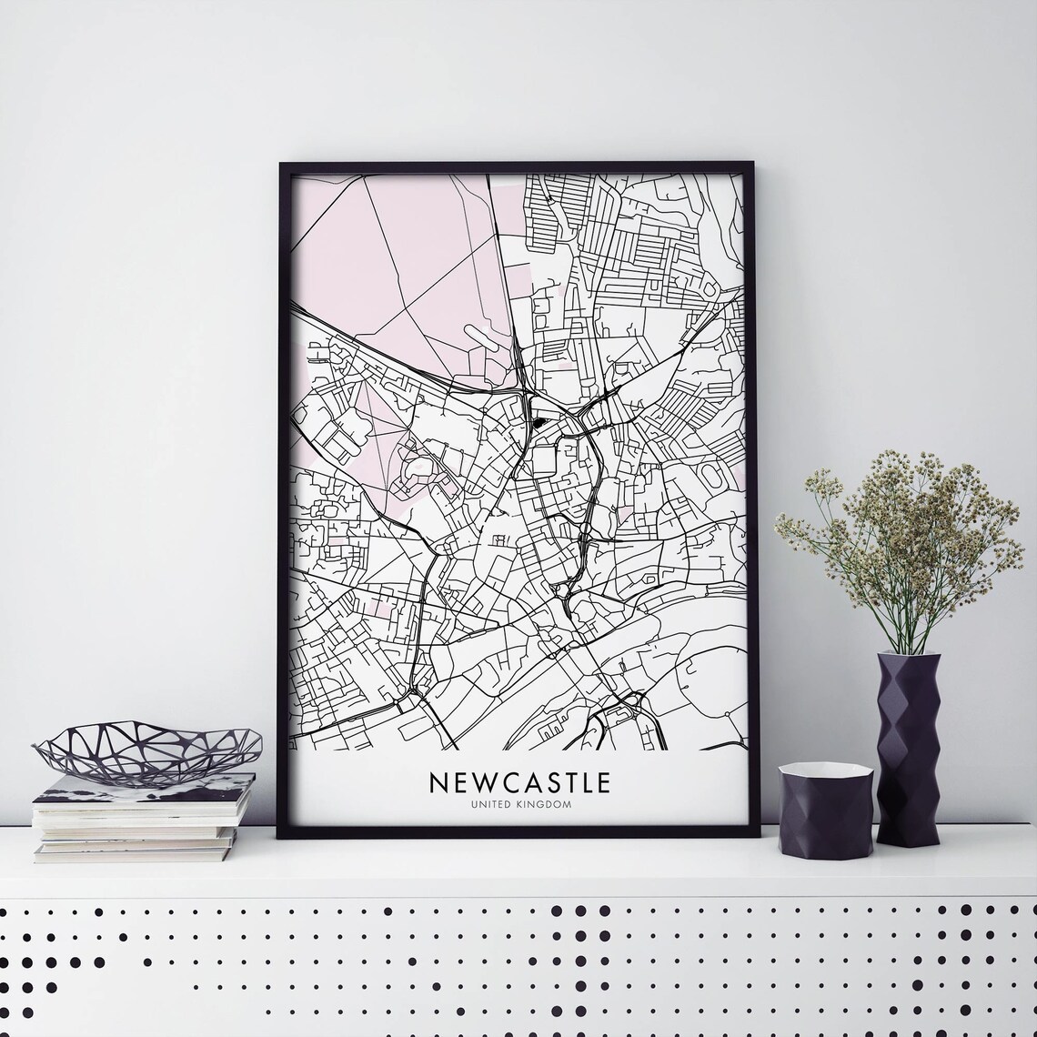 Newcastle United Kingdom City Street Map Minimalist Modern Poster