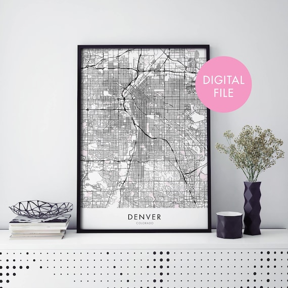 Denver Colorado Minimalist Black And White City Street Map Art Print