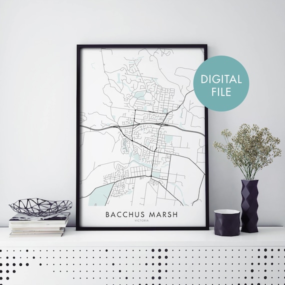 Bacchus Marsh Victoria Australia City Map Digital File Poster
