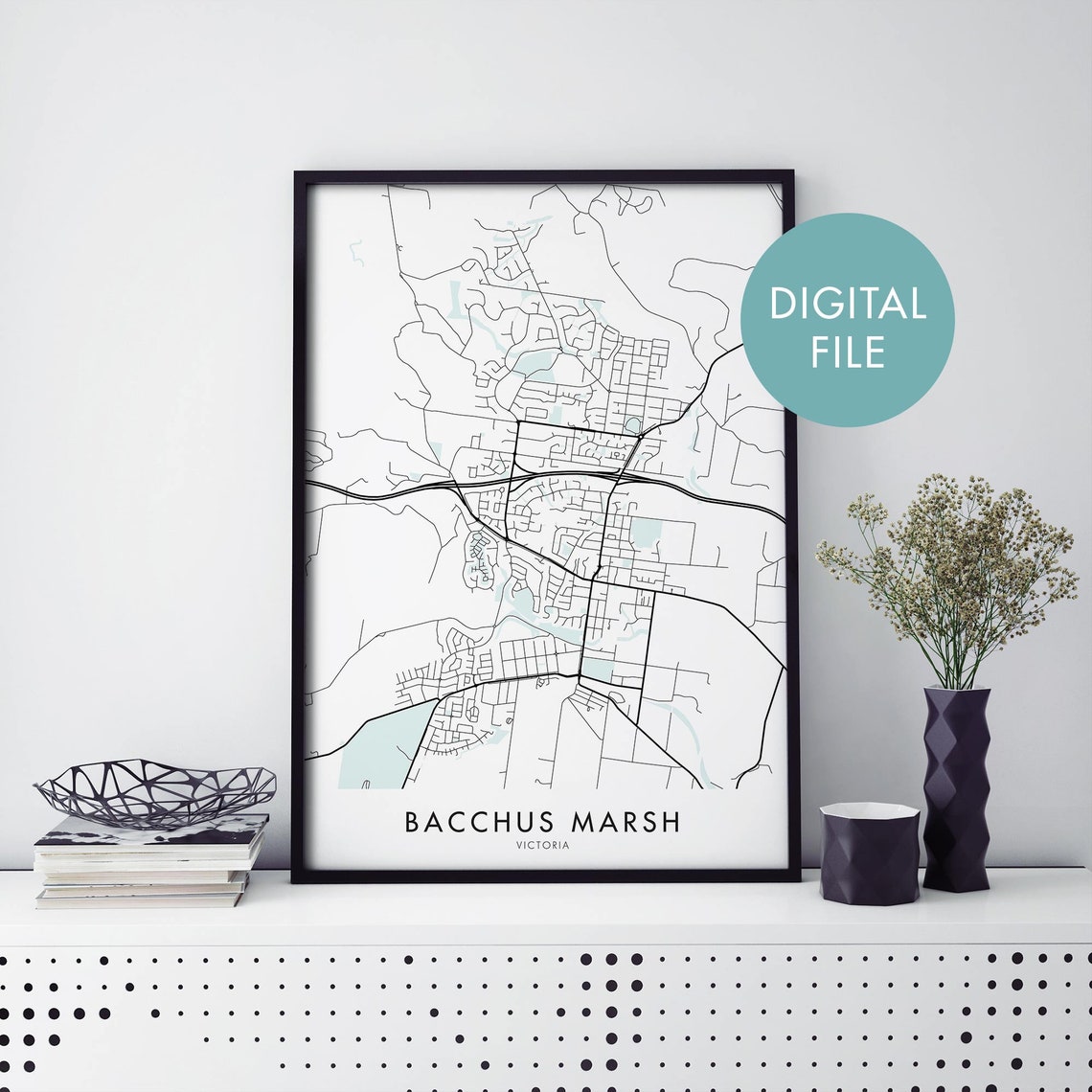 Bacchus Marsh Victoria Australia City Map Digital File Poster