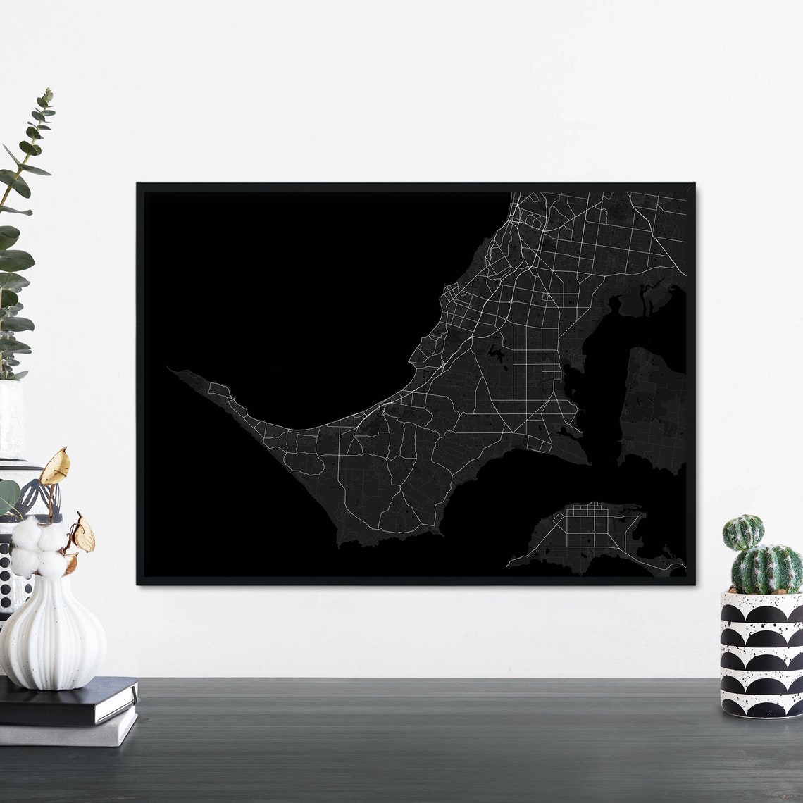 Mornington Peninsula Victoria Dark Edition City Map Art Poster