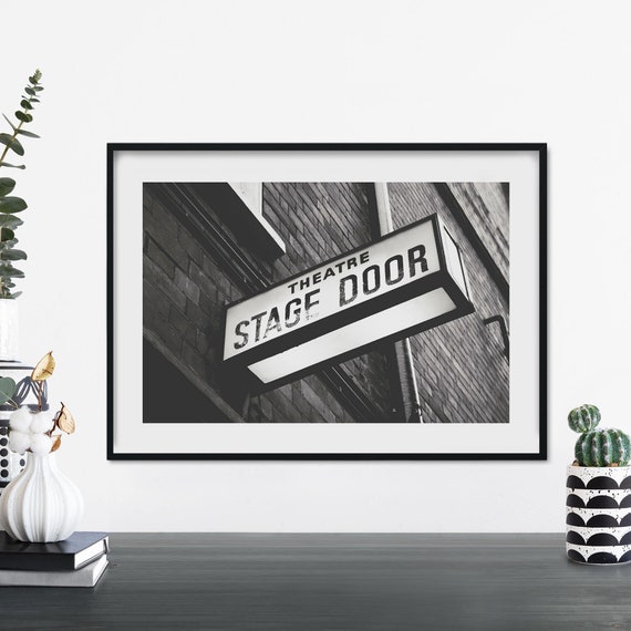 Stage Door Black White Art Print, Theatrical Decor